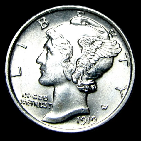1919 Mercury Dime  --- Gem BU+ FSB Coin --- #TT428 Cover