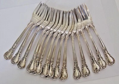 CHANTILLY - GORHAM, TENEDORES DE ENSALADA antiguos de ley (juego de 15) (4D4) Foto 1 de 4