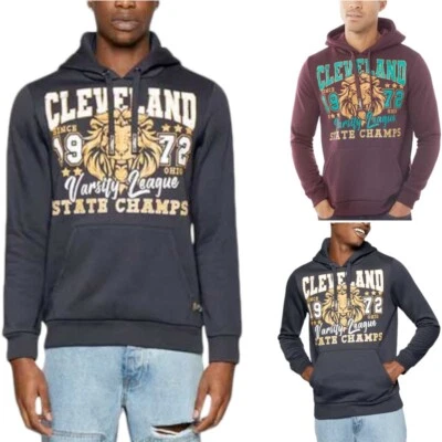 BRAVE SOUL Mens Hooded Sweatshirt Hoodie Printed Fleece Pullover Casual Hoody - Image 1 of 4