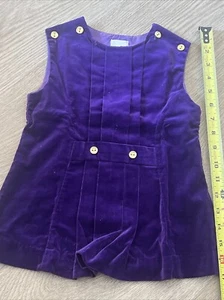 Vintage 70’s Purple Velvet Sleeveless Dress 2T Gold Buttons - Picture 1 of 5