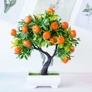 Fake Plants Artificial Orange Tree Plastic Fruit Plant Potted Garden - Picture 1 of 10