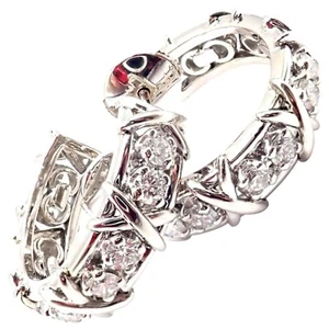 Authentic Tiffany & Co Schlumberger Twenty Stones Platinum Diamond Hoop Earrings - Picture 1 of 13