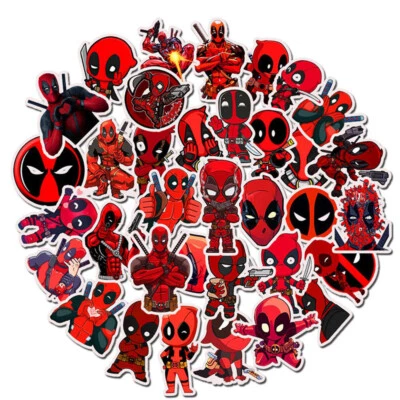 4 CLASSY GIFTS Deadpool Stickers Skateboard Vinyl Laptop Luggage Decals H20 Flask Sticker 35pc