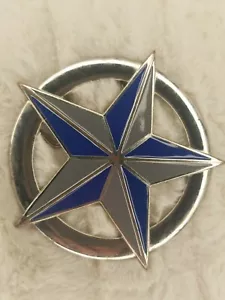 Fibbia per cintura Circle Star Western Cowboy blu grigio cromato argento - Foto 1 di 10