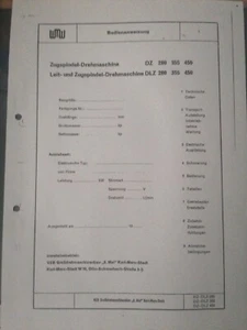 WMW DLZ 355 Drehmaschine Drehbank Bedienungsanleitung Betriebsanleitung Maschine - Bild 1 von 3