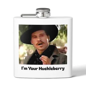 Doc Holliday Tombstone I'm Your Huckleberry  Flask, 6oz Stainless Steel Hip  - Picture 1 of 21