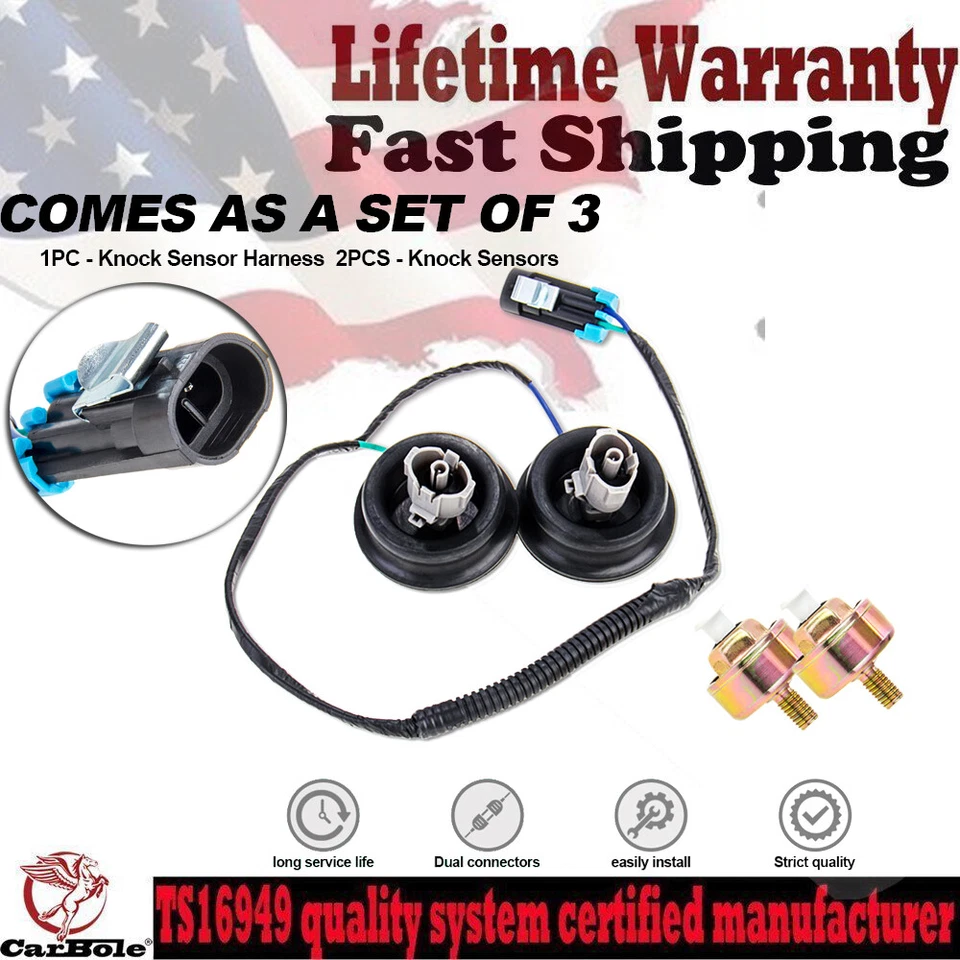 Knock Sensor Harness w/Dual Connectors&Grommet for Chevy Silverado 4.8/5.3L/5.7L — 第 1/4 张图片