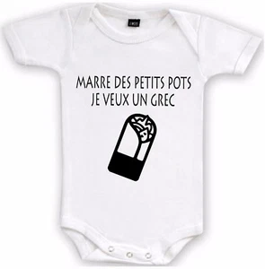BODY FILLE MARRE DES PETITS POTS JE VEUX UN GREC - Imagen 1 de 4