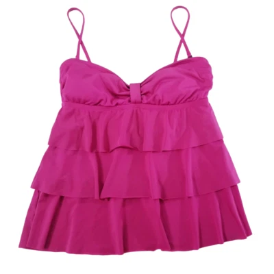 Tankini de natación Kenneth Cole Reaction para mujer talla pequeña rosa con volantes Foto 1 de 4