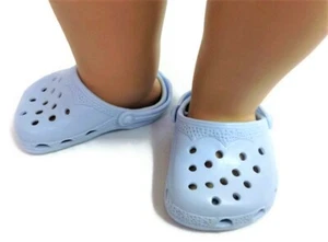 Doll Clothes 18" Shoes Clogs Polliwog Sandals Light Blue Fits American Girl Doll - Picture 1 of 4