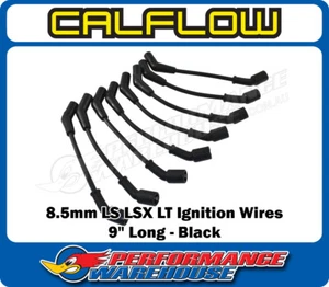 8.5mm 9" GM LS LSX LT Ignition Wires with 135 Degree Plug Boots - Black - Picture 1 of 2
