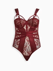 Torrid Curves Satin und Spitze Body 2X weinrot Träger Bügel freche Passform neu - Bild 1 von 21