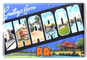 Grüße aus Sharon Pennsylvania KÜHLSCHRANKMAGNET Reisesouvenir - Bild 1 von 3