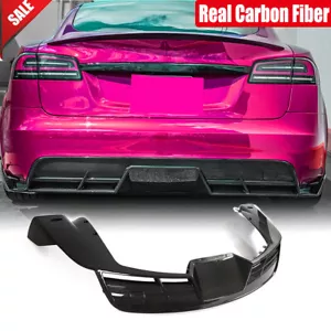 Fit For Tesla Model S Sedan 2021-2024 Real Carbon Fiber Rear Bumper Diffuser Lip - Picture 1 of 13