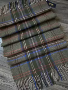 POLO RALPH LAUREN PLAID CHECK WOOL SCARF MADE IN ITALY BNWT - Picture 1 of 5