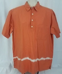 Horny Toad Shirt Mens Orange 1/2 Button SS Tie Dye Cotton Casual Sz L C51 - Picture 1 of 9