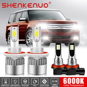 For Ford Flex 2009-2018 Combo 4x LED Headlight Hi/Lo + Fog Light Bulbs Kit 6000K - Picture 1 of 12