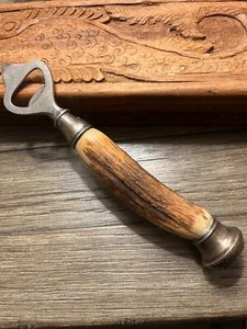 ANTIQUE ART DECO PERIOD WHITETAIL DEER RACK & STERLING BOTTLE OPENER - Picture 1 of 5