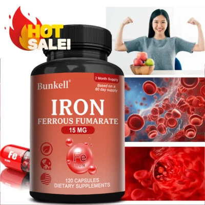 Natural Iron Complex Capsules 15 mg for Anemia, Weakness, and Red Blood Cells - Image 1 of 4