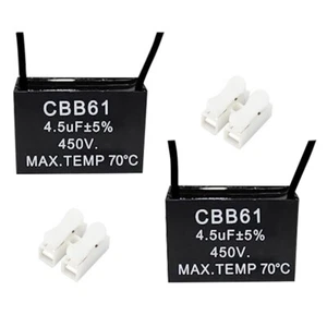 Condensatore motore ventola a soffitto 450 V 4,5 UF CBB61 2 fili 50/60 Hz - Foto 1 di 4