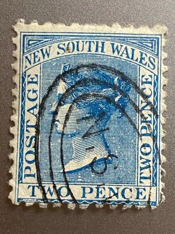 1863-69 NEW SOUTH WALES 2d stamp blue. USED antique world stamps 1800s 2 pence Cover