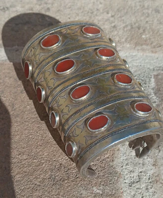 Antique Turkoman, Turkmen silver cuff - Immagine 1 di 3