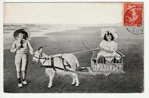 Carte FANTAISIE - Old Postcard - Enfants - Attelage Chevre - Imagen 1 de 1