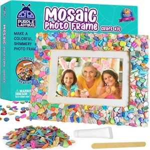 COCCINELLA VIOLA FAI DA TE mosaico cornice foto kit artigianale - regalo pasquale per bambini e ragazzi - Foto 1 di 5