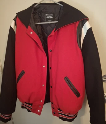 Holloway The Original Chaqueta Universitaria Roja con Ribete de Cuero Blanco y Negro Foto 1 de 4