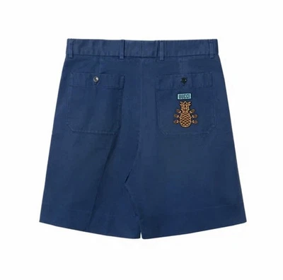 Gucci Men's Blue Pineapple Embroidered Shorts - Image 1 of 4