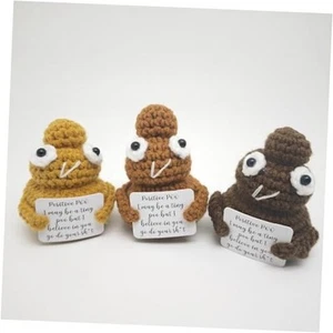 Decorazione positiva all'uncinetto, simpatici regali partner peluche con carta positiva, 3 pezzi divertenti - Foto 1 di 8