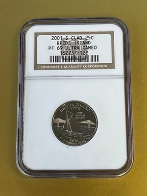 2001-S Clad Rhode Island State Quarter - NGC PF69 ULTRA CAMEO - Image 1 of 2