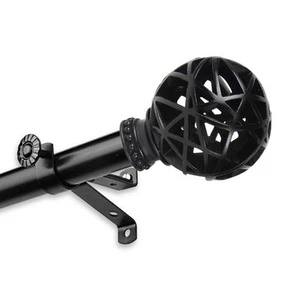 120 in. to 170 in Adjustable 13/16 Dia Single Curtain Rod in Black with London - Picture 1 of 1