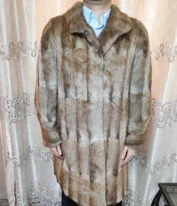 Vintage Echt Pelz Luxury genuine blonde brown pearl Mink fur coat L 13 44 - Picture 1 of 12