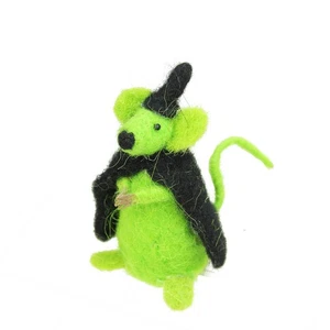 Gallerie II 4" Lime Green and Black Wicked Witch Mouse Halloween Ornament - Picture 1 of 1
