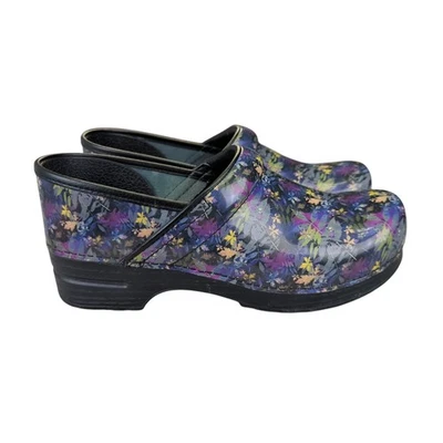 Dansko Professional Clogs 12 42 Night Bloom Floral Leather Comfort Slip On Shoes - Image 1 of 4