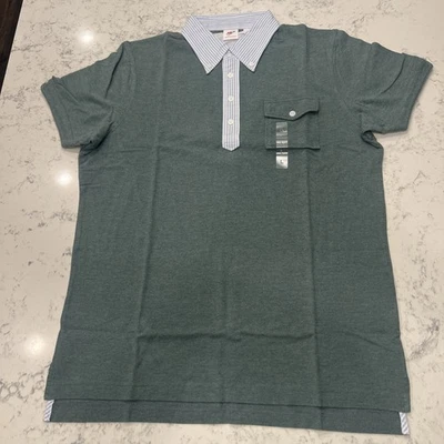 Polo Uniqlo X Michael Bastian Nuevo con Etiquetas - Verde con Acentos Blanco y Azul Claro, Talla L Foto 1 de 4