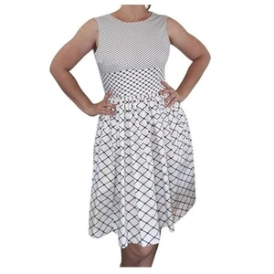 Isaac Mizrahi for Target White Navy Blue Geometric Sleeveless Dress Womens Sz 4 - Picture 1 of 9