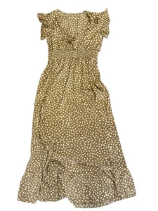 W20# Shein Women’s Polyester Light Brown Polka-dot Tunic Style Long Dress XL - Picture 1 of 11