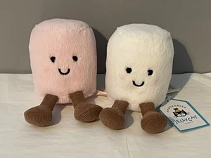 Authentische Jellycat Amuseables rosa & weiße Marshmallows, 3,5" groß ~ NEU mit Etikett - Bild 1 von 7