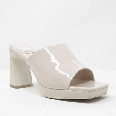 Jeffrey Campbell Caviar Crema Patente Plataforma Mulas Bloque Tacón Puntera Cuadrada 7 Foto 1 de 4