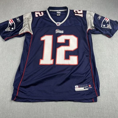 VTG Tom Brady Jersey Men’s L Reebok NFL Players Blue New England Patriots GOAT - Image 1 of 4
