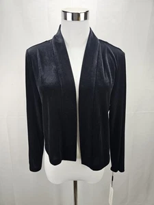 NWT Calvin Klein Size Large Black Velvet Long Sleeves Open Front Shrug Bolero - Picture 1 of 6