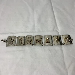 Bracciale Pannello Racconto Racconto Argento Peruviano Vintage - Foto 1 di 12