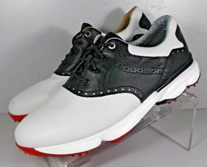 258625X SP50 MEN'S GOLF SHOES SIZE 9 BLACK / WHITE LEATHER JOHNSTON & MURPHY - Picture 1 of 6