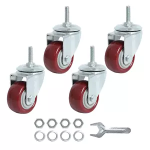 Swivel Caster Wheels 2 Inch Heavy Duty Threaded Stem Casters 1/4" - 20 X 1 Set o - Picture 1 of 12