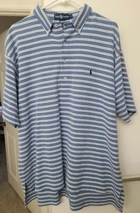 Polo Ralph Lauren Mens Big XL Short Sleeve Striped Polo Shirt Pony - Picture 1 of 6