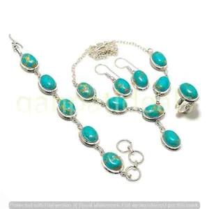 Copper Turquoise Gemstone 4pc Combo Set 925 Silver Plated Wholesale Jewelry Lots - Picture 1 of 4