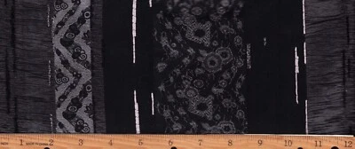 LOT Silk & Cotton Fabric Sewing Quilts Black Silver OOP 1.5 Yds - Image 1 of 2