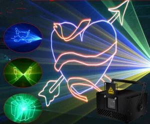 2W SD Card RGB Animation Laser Projector DMX ILDA DJ Party Club Stage Lighting - Picture 1 of 10